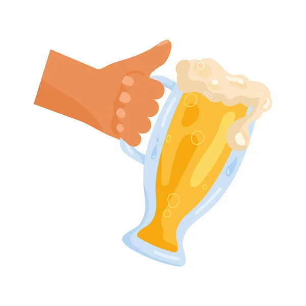 Hand with beer jar — Stockvector