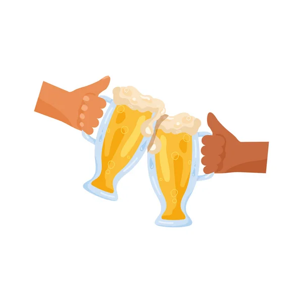 Mani con barattoli di birra — Vettoriale Stock
