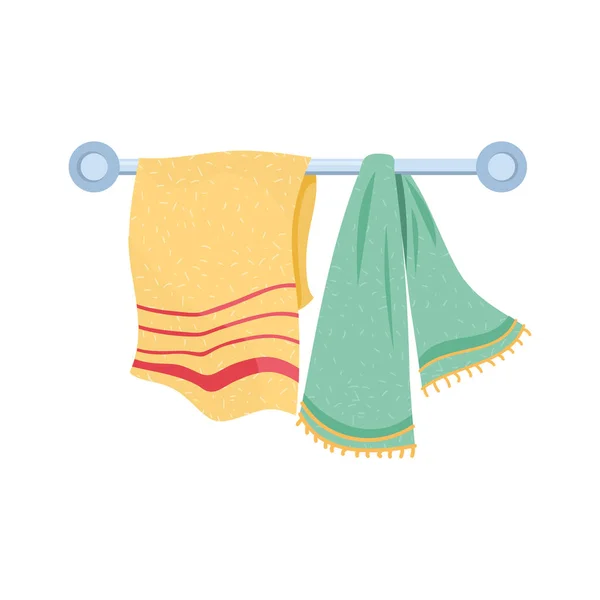 Två handdukar hängande — Stock vektor