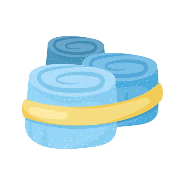 Three blue towels rolled — Vector de stock