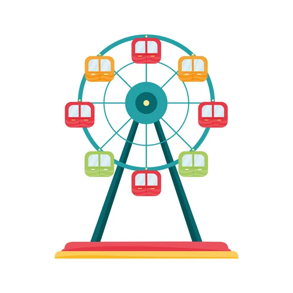 Parque de atracciones con ruedas panorámicas — Vector de stock