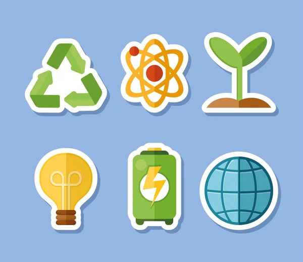 Six recycle ecology icons — стоковый вектор