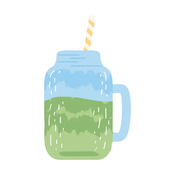 Detox green juice in jar — Stockvector