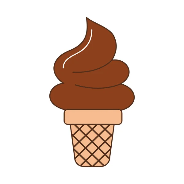 Cone de sorvete de chocolate — Vetor de Stock