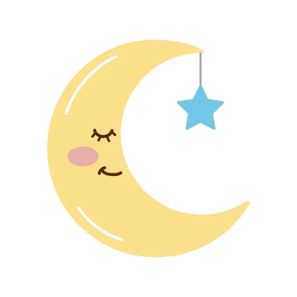 Crescent moon sleeping kawaii — стоковый вектор