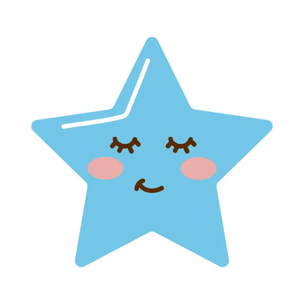 Cute blue star kawaii — Stock Vector