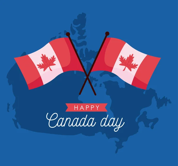 Canada day lettering with flags — Vettoriale Stock