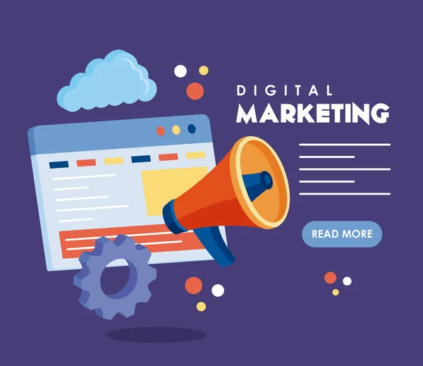 Cartel de letras de marketing digital — Vector de stock