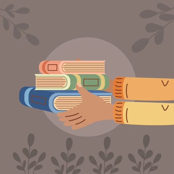 Hands with books — Stock Vector