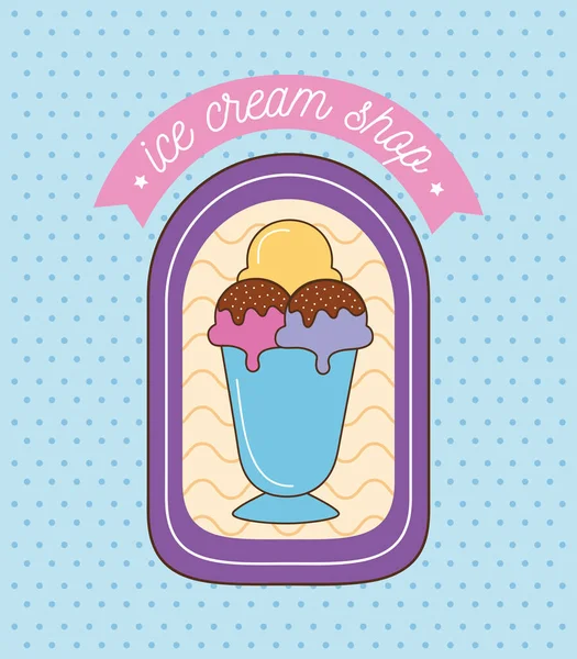 Ice cream shop label — Stok Vektör