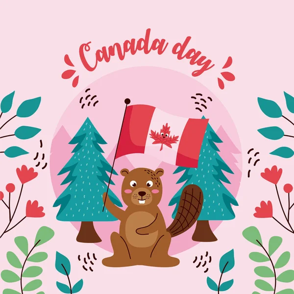 Canada dag bokstäver med ekorre — Stock vektor