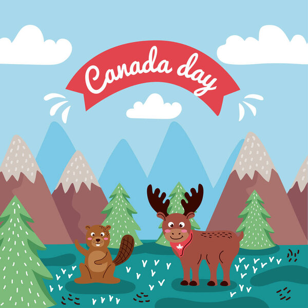 canada day lettering in ribbon