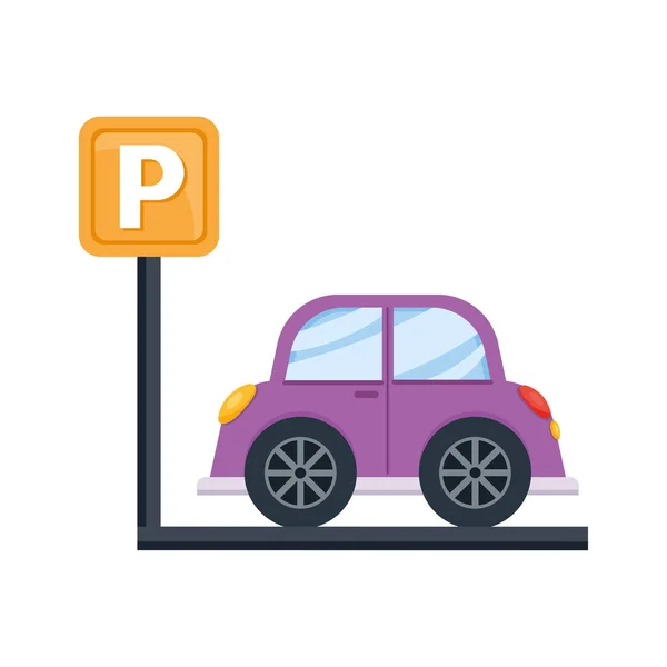 Fialové auto s parkovacím signálem — Stockový vektor