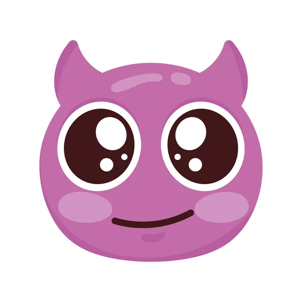 Lila djävul emoji ansikte karaktär — Stock vektor