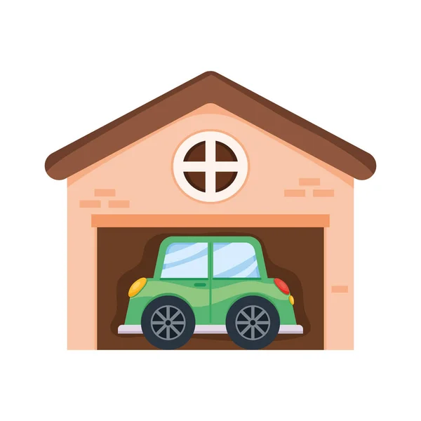 Voiture verte dans le garage — Image vectorielle