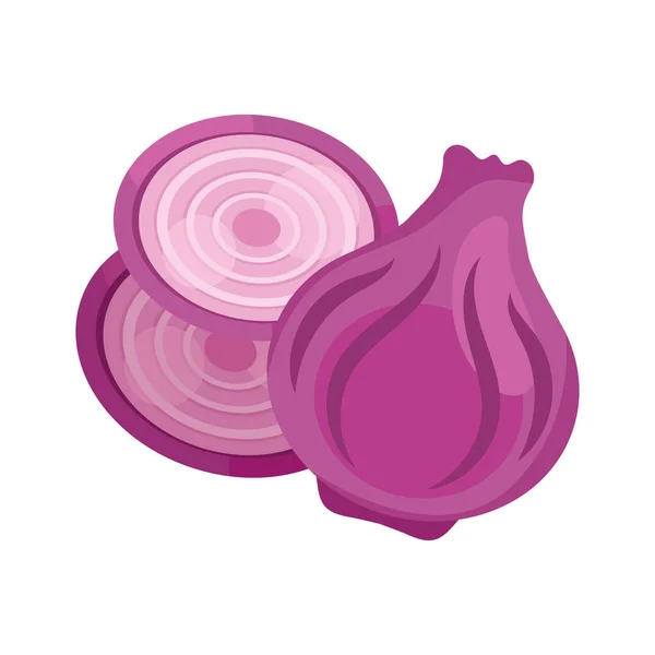 Фиолетовый лук овощные ломтики — стоковый вектор