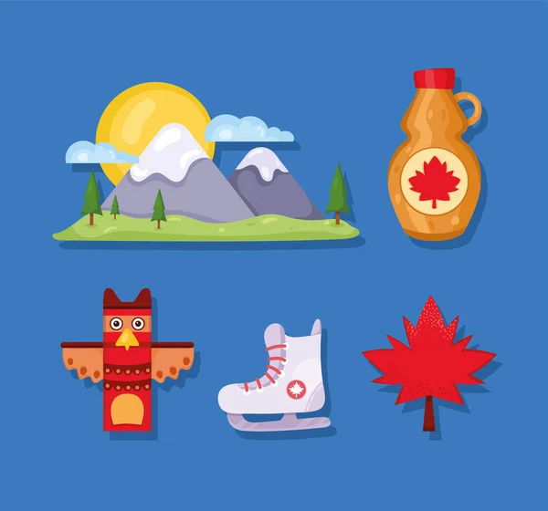 Пять икон канадской культуры — стоковый вектор