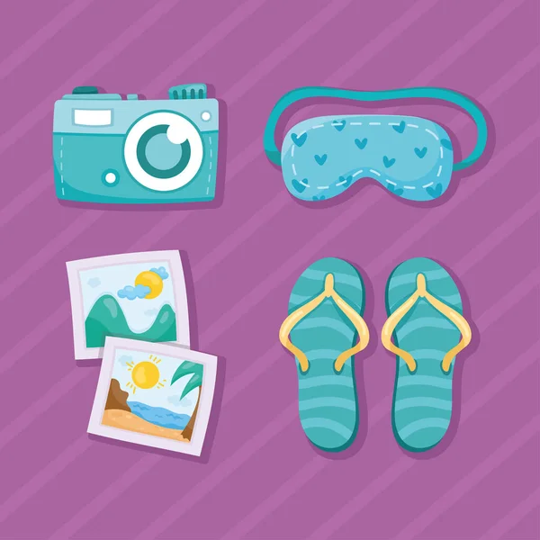 Four travel vacations icons — Wektor stockowy