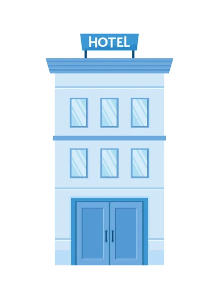 Fachada azul edifício do hotel — Vetor de Stock