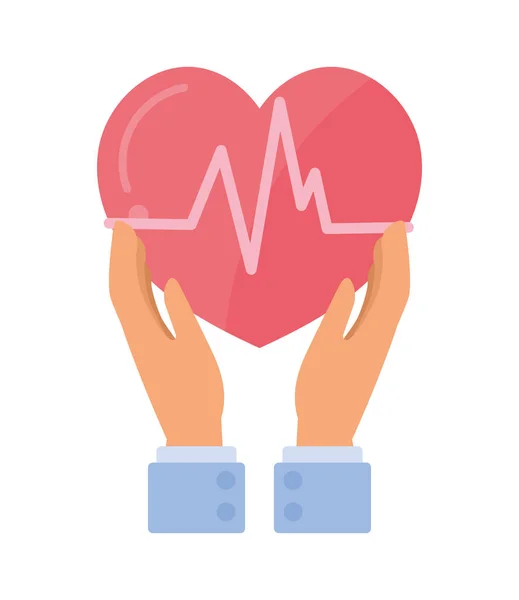 Hands protecting heart cardio — Stock Vector