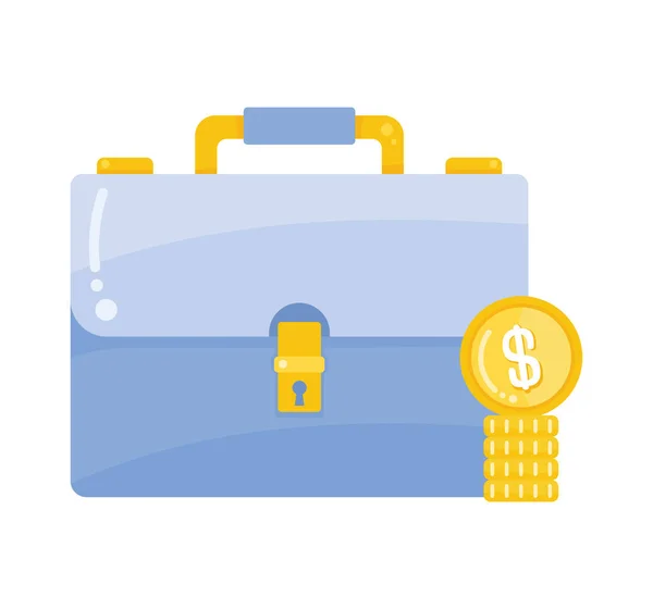 Portfolio and coins money — Stock Vector