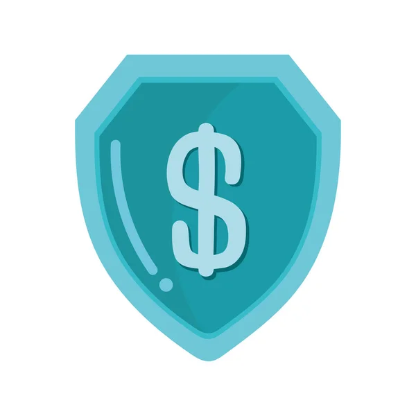 Seguro de dinero con escudo — Vector de stock