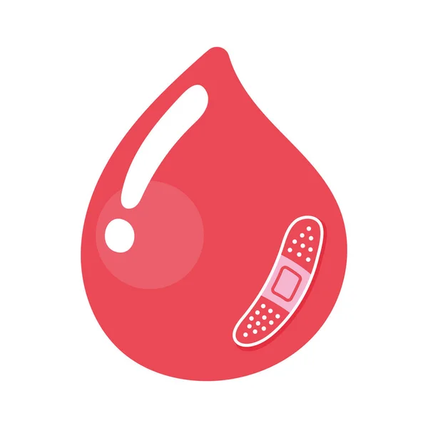 Gota de sangre con banda curativa — Vector de stock