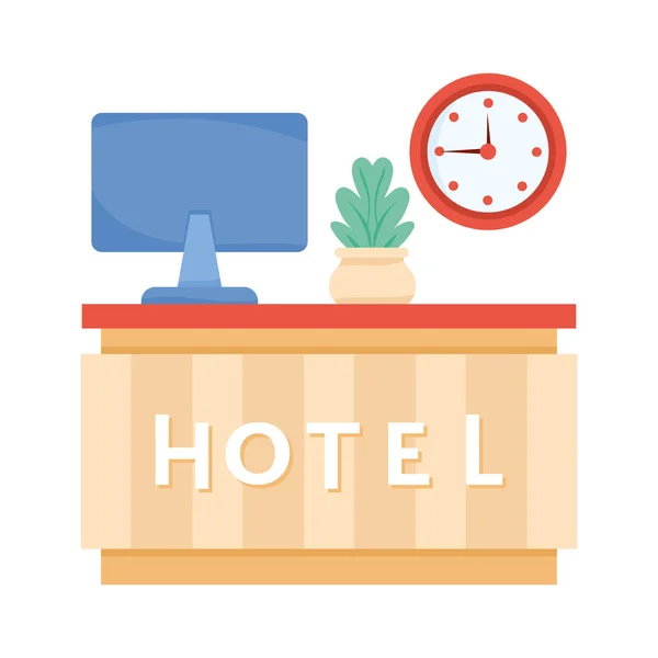 Hotelrezeption mit Desktop — Stockvektor