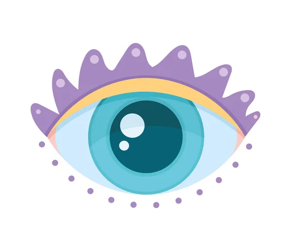 Oeil avec cils violets — Image vectorielle