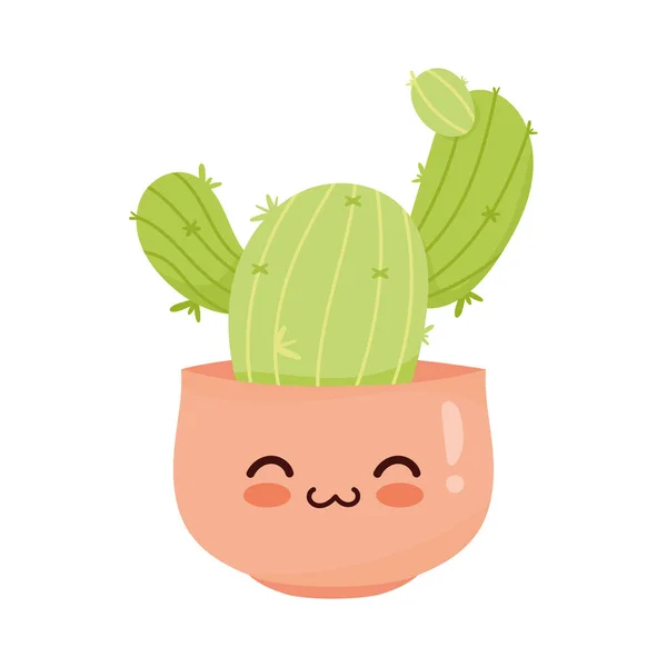 Cactu houseplant estilo kawaii — Vetor de Stock