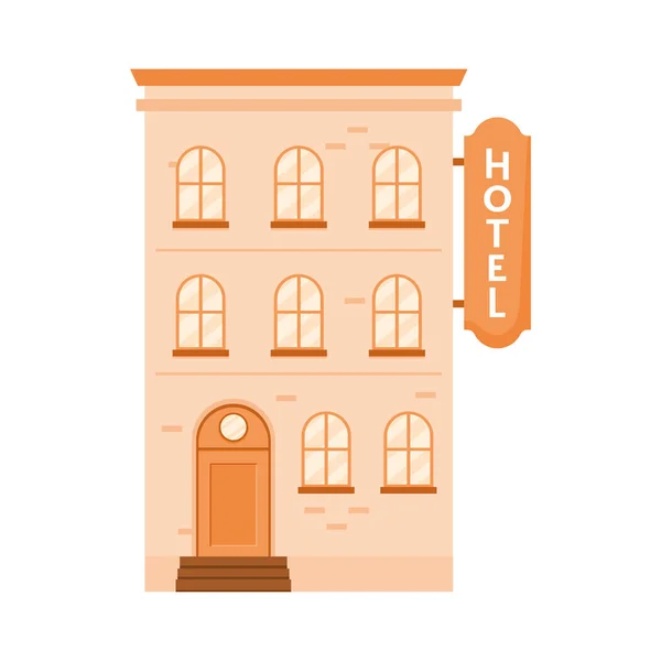 Orange hotel building facade — Stock Vector