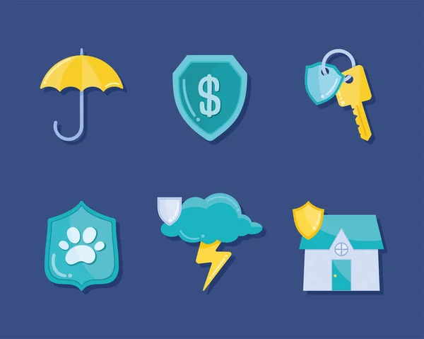 Six health insurance icons — Stock Vector