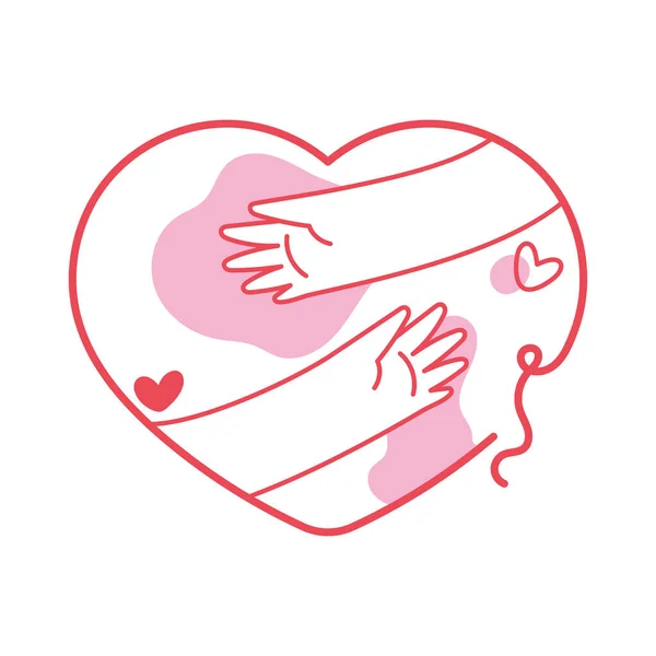 Spenderhände im Herzen — Stockvektor