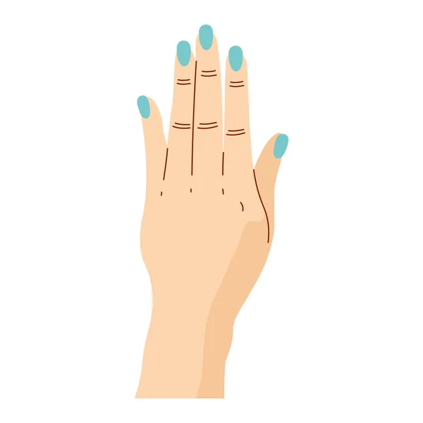 Hand mit nagelschönem Blau — Stockvektor
