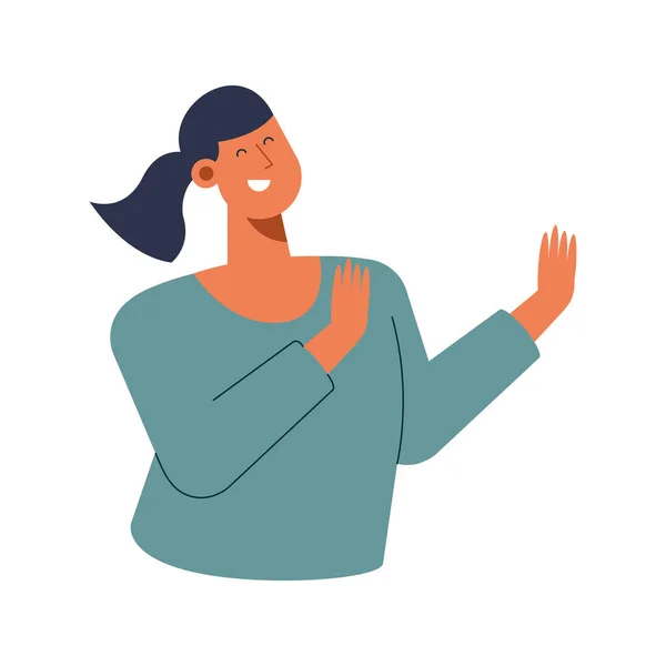 Carácter sonriente de mujer joven — Vector de stock