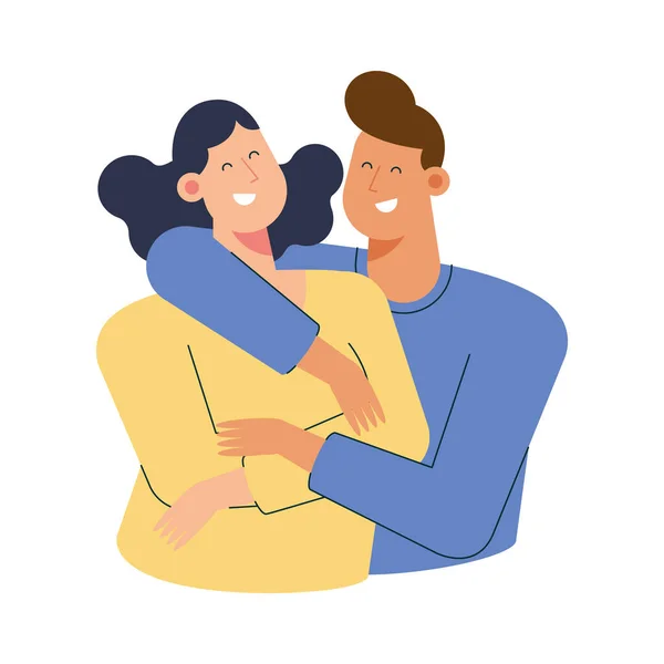 年轻夫妇拥抱 — 图库矢量图片