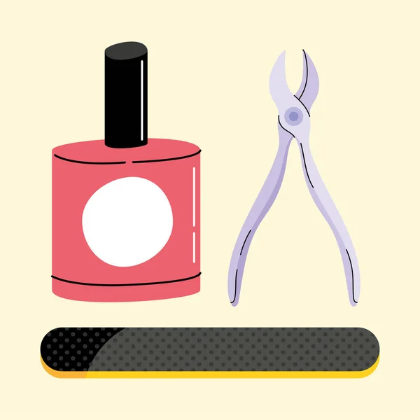 Trzy ikony sprzętu do manicure — Wektor stockowy