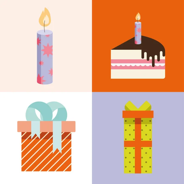 Four birthday party icons — Stock Vector