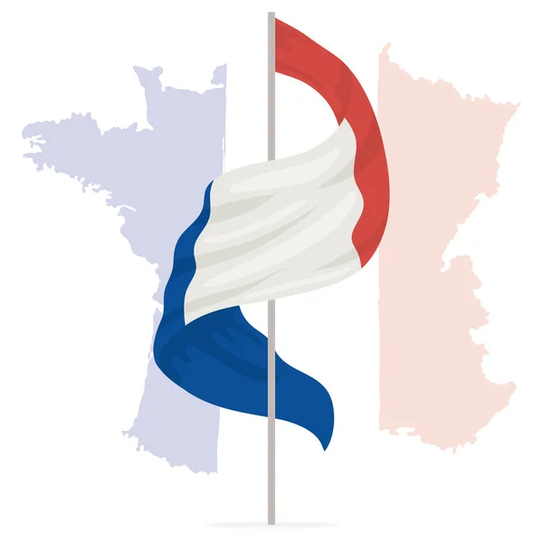 Флаг Франции на шесте — стоковый вектор