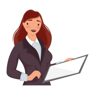 Panosu olan zarif bir iş kadını.