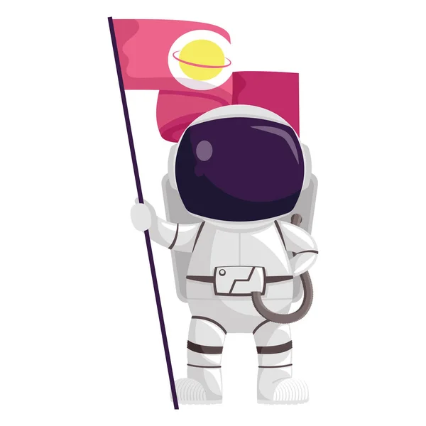 Astronaut met vlag — Stockvector