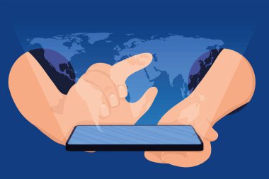 Haritalı akıllı telefon kullanan eller