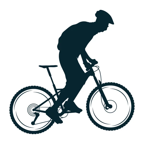 Man riding bike silhouette — Stock Vector