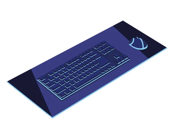 Modrá klávesnice a myš — Stockový vektor