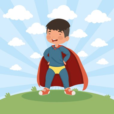 Süper kahraman kostümlü çocuk