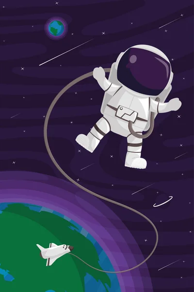 Astronaut med rymdskepp — Stock vektor