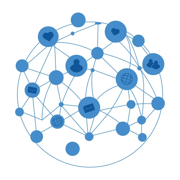 Sosyal ağ küresi teknolojisi — Stok Vektör