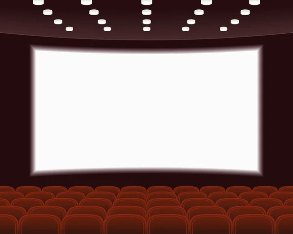 有红色椅子的电影院礼堂 — 图库矢量图片