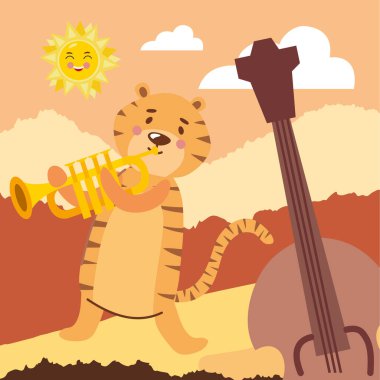 Kaplan trompet ve çello çalıyor.