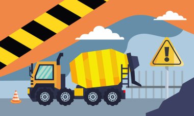 beton karıştırıcı kamyon inşaat sahnesi